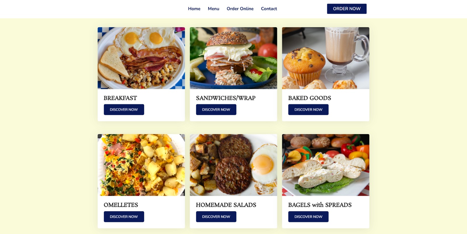 Categorias do menu da Lord’s Bagels